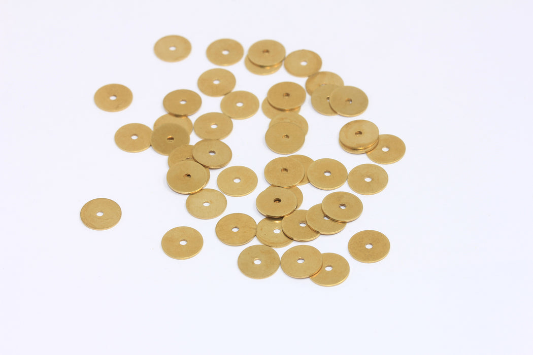 8 mm Ham Pirinç Madeni Paralar, Disk Takılar, Orta Delik Boncuklar, ETS200