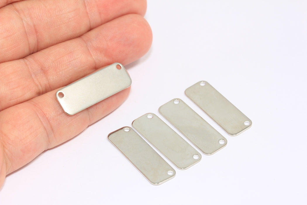 10x30mm Rhodium Plated Nameplate Bar, Stamping Blanks, Nameplate Bar Necklace, CR79