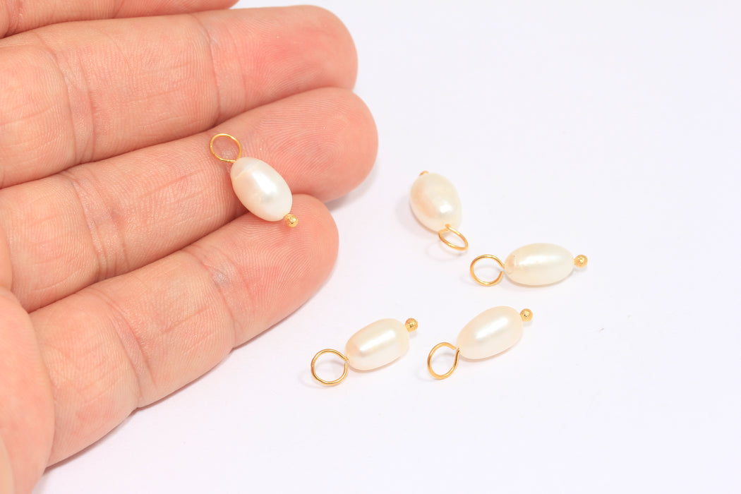 6x10mm Su İncisi Tılsımları, Doğal Beyaz Serbest Biçimli İnciler, CR94-2