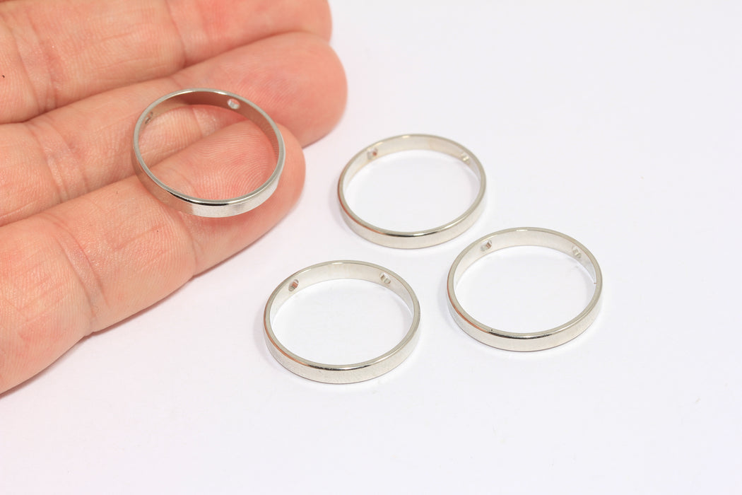 22 mm Rodyum Kaplamalı Halka Bağlantısı, Yuvarlak Çerçeve Ayarları, BXB433-7