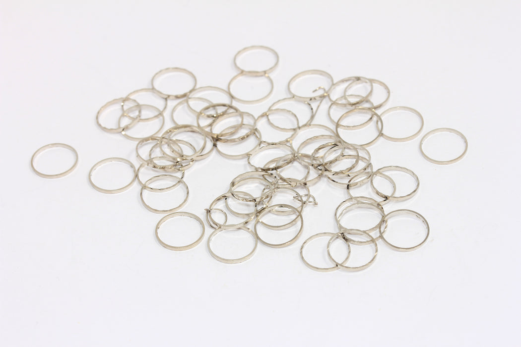 10mm Rhodium Closed Tiny Ring, Silver Connector Beads, BXB141-7