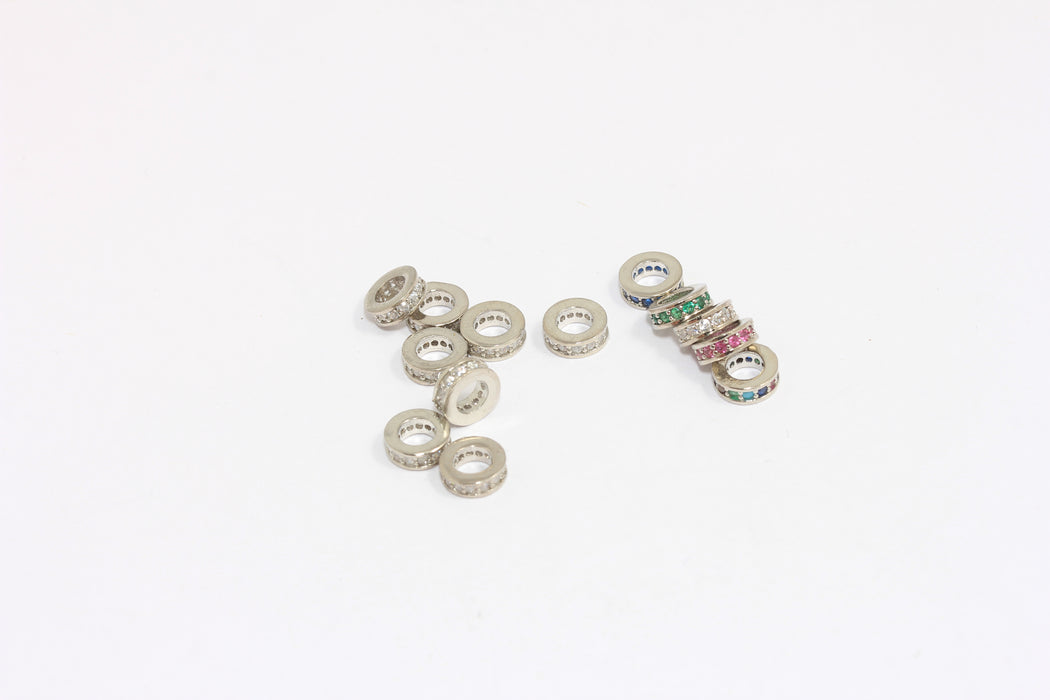 CZ Micro Pave Round Wheel Beads