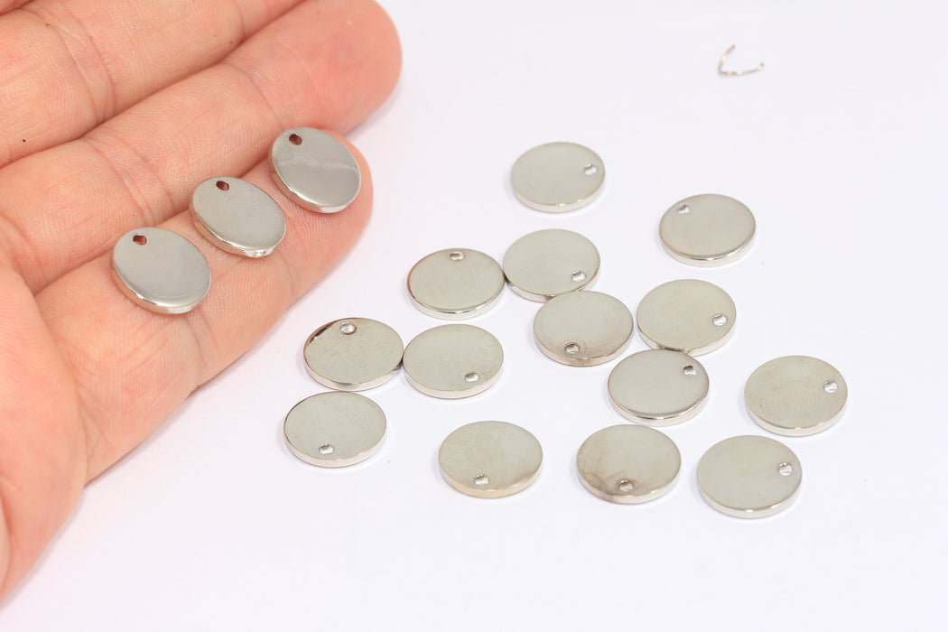 12mm Rhodium Plated Coins, Coins, Drop Charms, Round Charms, BXB432-4