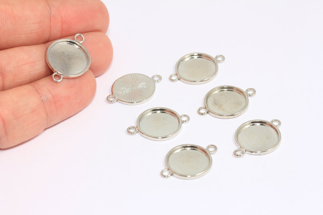 14 mm Rodyum Kaplamalı Çerçeve Takıları, Bilezik Kabaşon Bağlantısı, BXB432-6