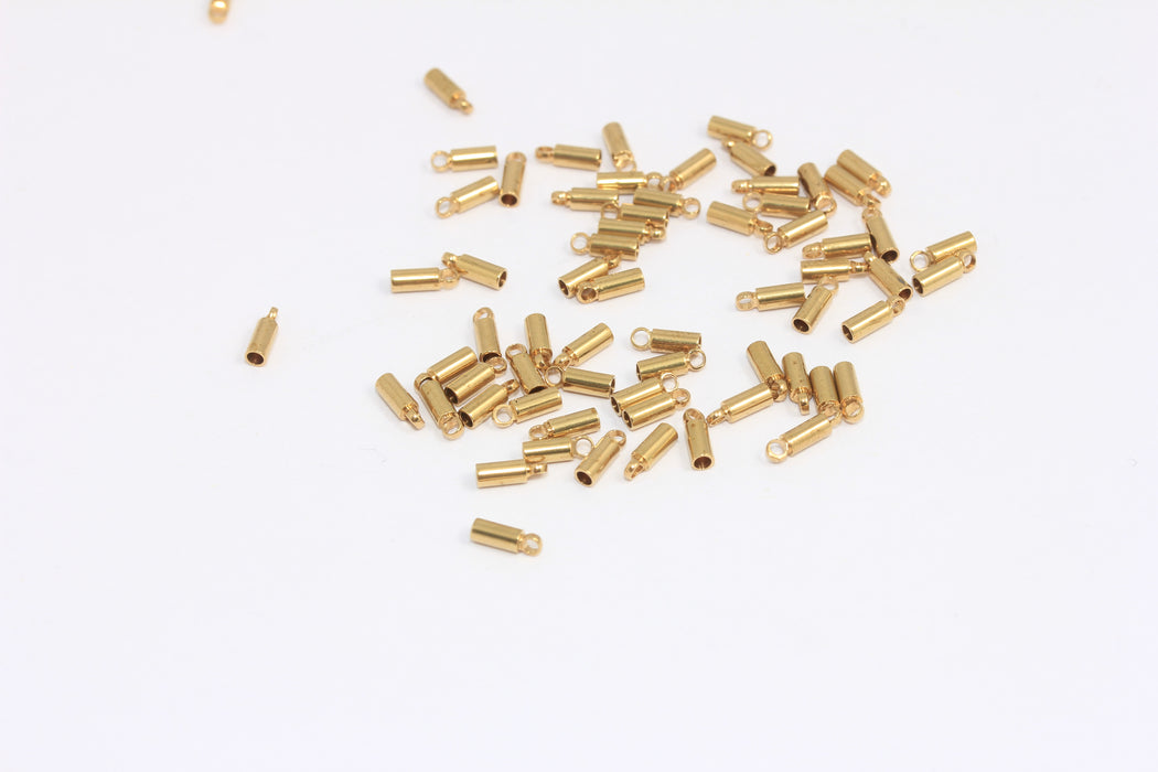 Raw Brass End Caps, Inner Size 1,4mm, Solid Bead Caps, CR41