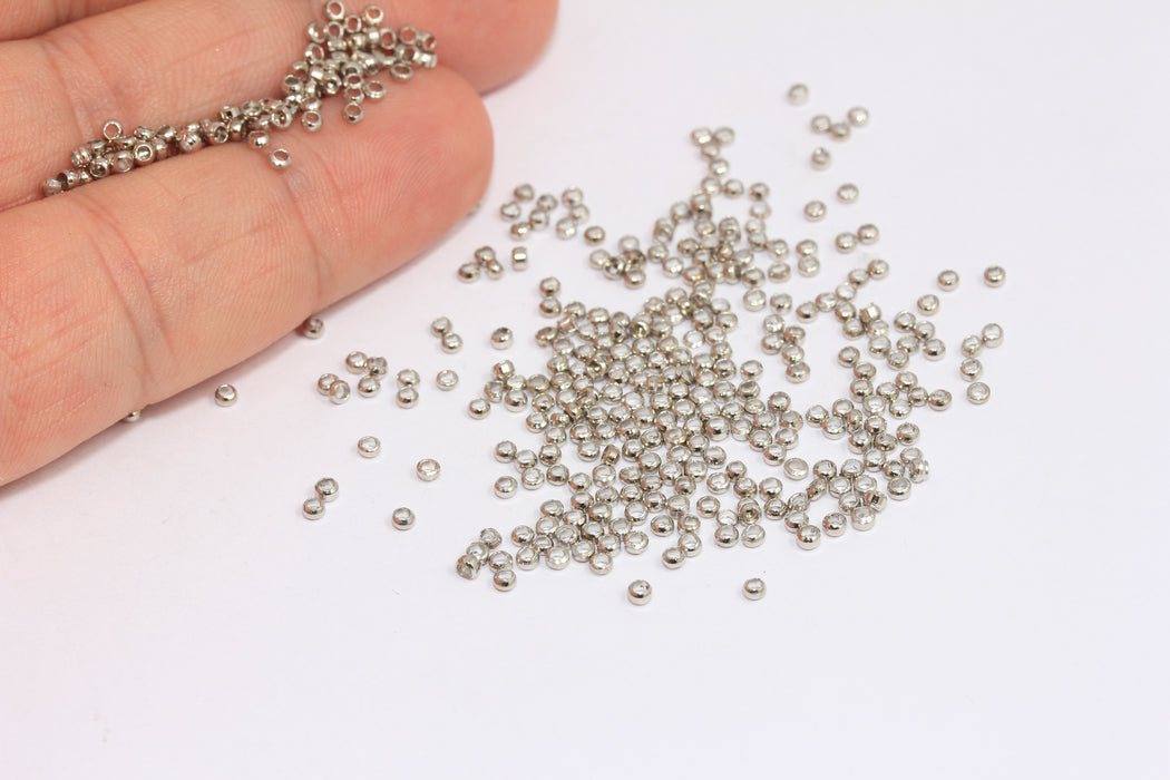 Rhodium Plated Crimp Beads