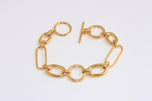 Shiny Gold Chain Round Link Bracelet