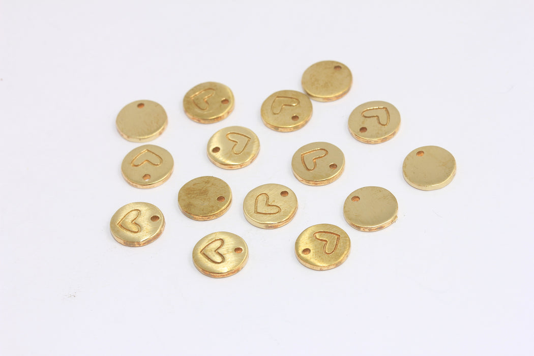 Brass Heart Coin Charms