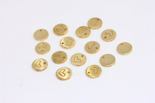 Brass Heart Coin Charms