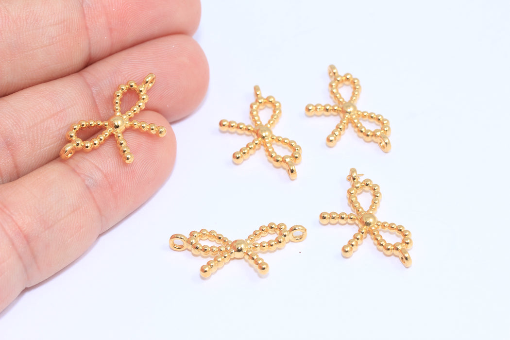 Shiny Gold Bow Charms