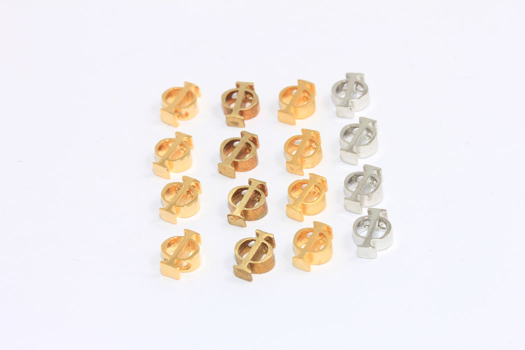 7x9mm Phi Letter Beads, Greek Letter Symbol, Bracelet Phi Charms,