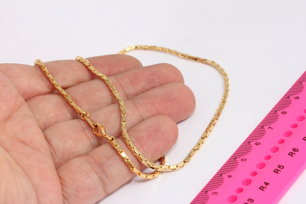 Copy of 19'' 2mm 24k Shiny Gold Snake Necklace, Finished Snake BXB392-3