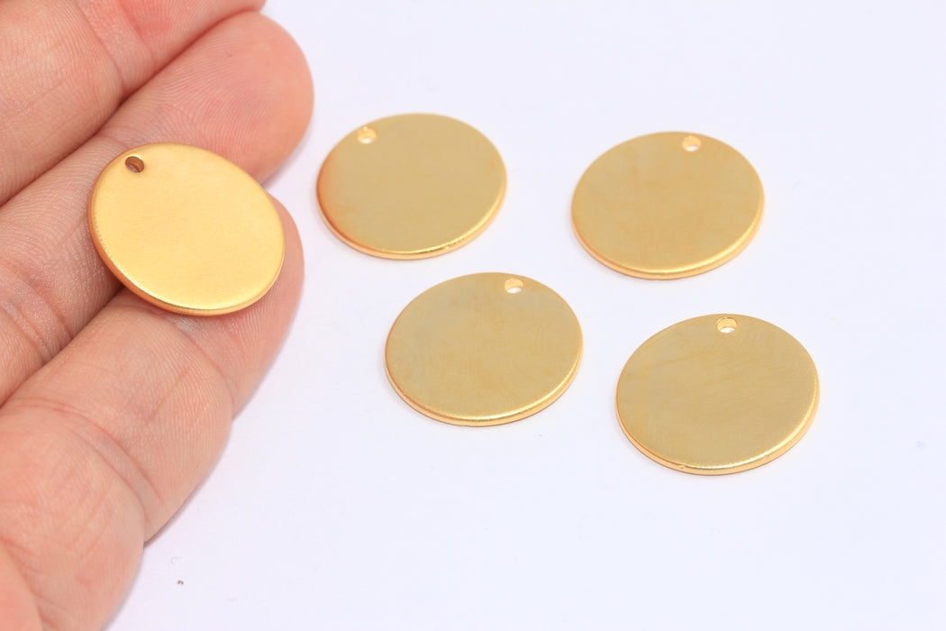 20mm 24k Matt Gold Coin Charms, Stamping Tag Coins, CR102