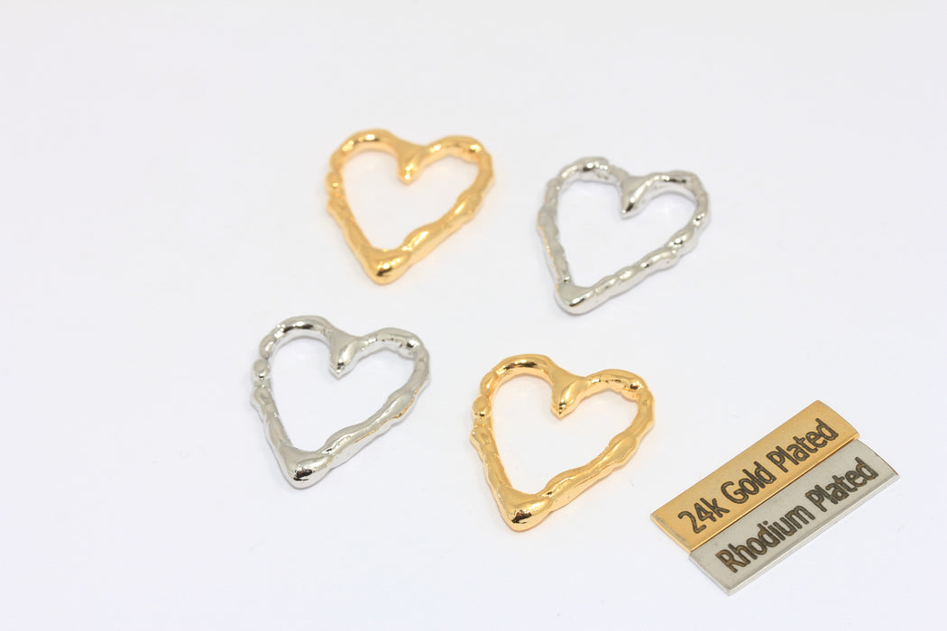 22 mm 24 Ayar Parlak Altın Kalp Kolye, Anahat Çerçeveli Kalp Madalyonu, MTE113