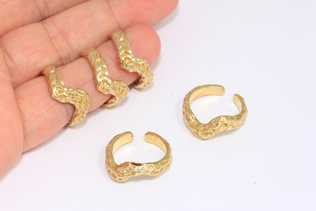16-17mm Raw Brass Ring, Irregular Shape Ring, Band Hammered Rings, CR199