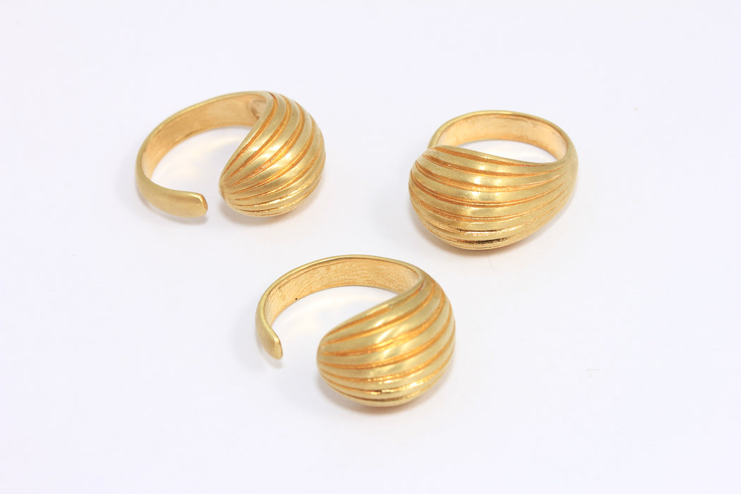20mm Raw Brass Shell Ring, Statement Cuff, Shell Textured Ring, CR202
