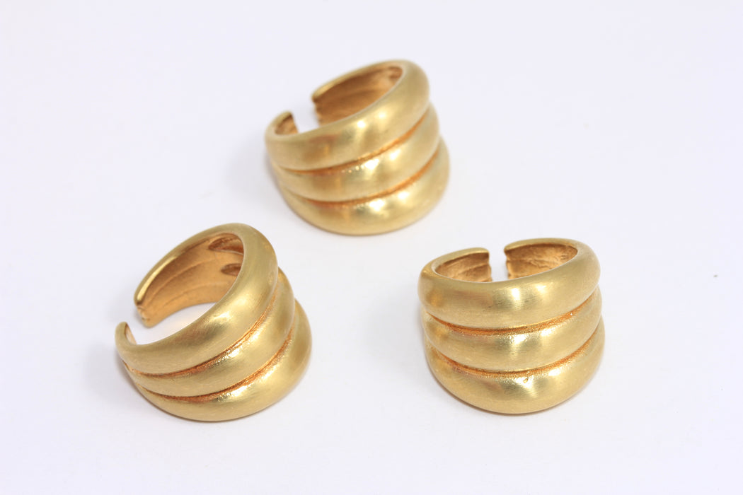 16-17mm Raw Brass Ring, Statement Cuff Rings, Brass String Ring, Shell Textured Ring,CR203