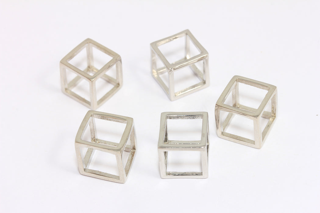 13 mm Rodyum Kaplamalı Küp Charms, Açık Küp Kolye, 3D Küp Charms, CR174
