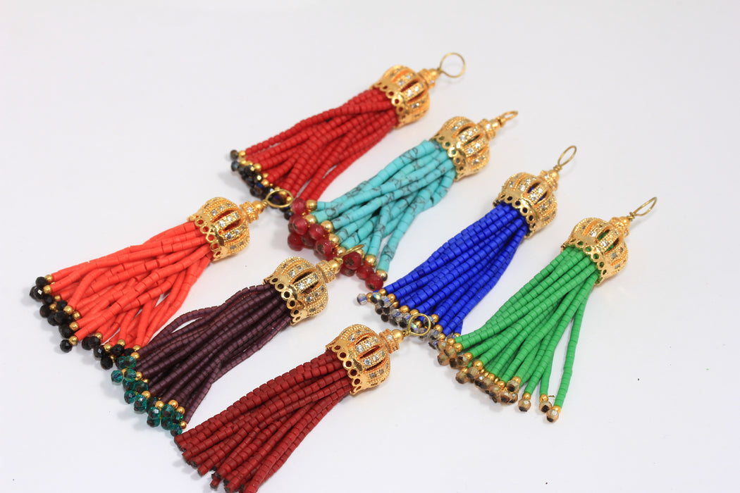 CZ Bead Tassels, Optional Bead Color Afghan Tassels