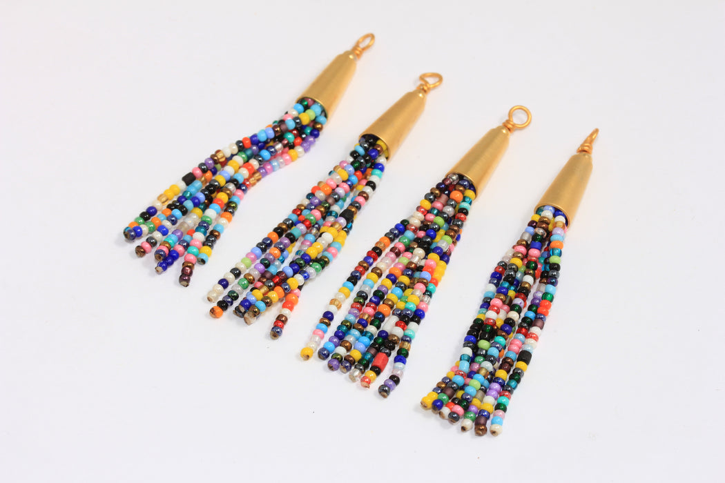 Beaded Tassels, Mixed Color Afghan Tassels