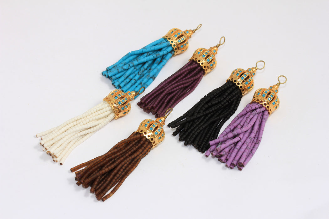 CZ Bead Tassels, Optional Bead Color Afghan Tassels