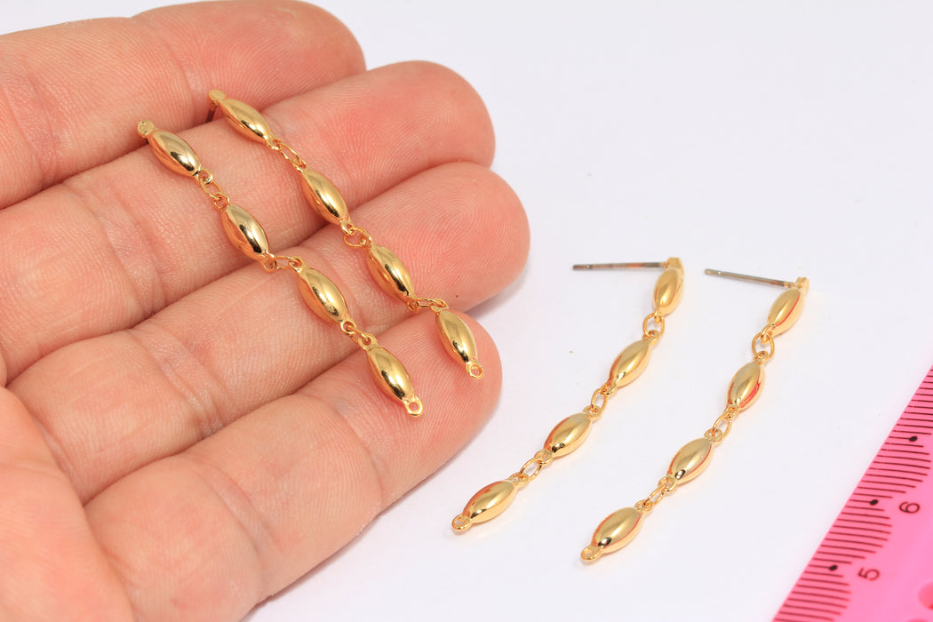 Ball Stud Earrings, Long Drop Stud Teardrop Earrings