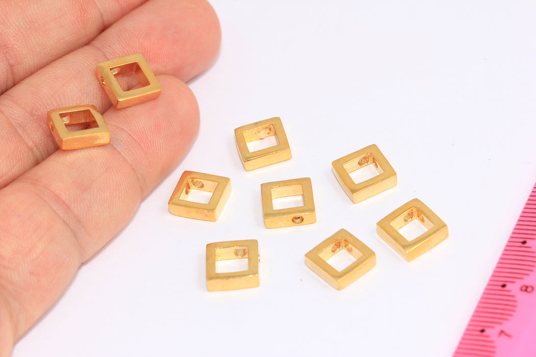 Ciondoli quadrati in oro lucido 24k da 10 mm, pendente quadrato, XP40