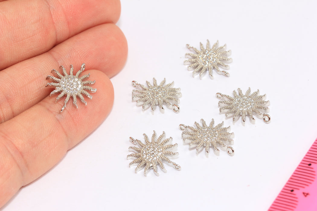 14,5 mm Rodyum Kaplama Güneş Takıları, Mikro Döşeme Güneş Bağlantı Boncukları, XP375