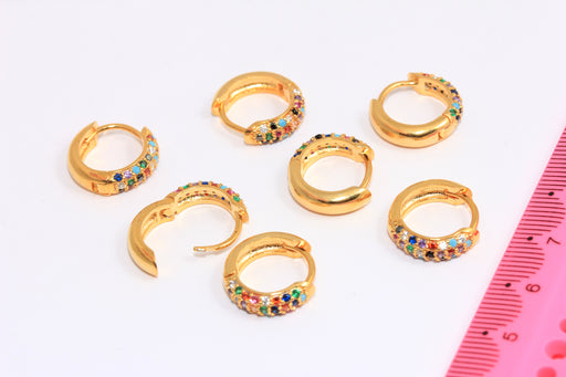 CZ Mixed Stone Color Hoops