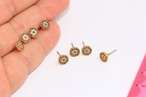 Micro Pave Black Stone Evil Eye Studs