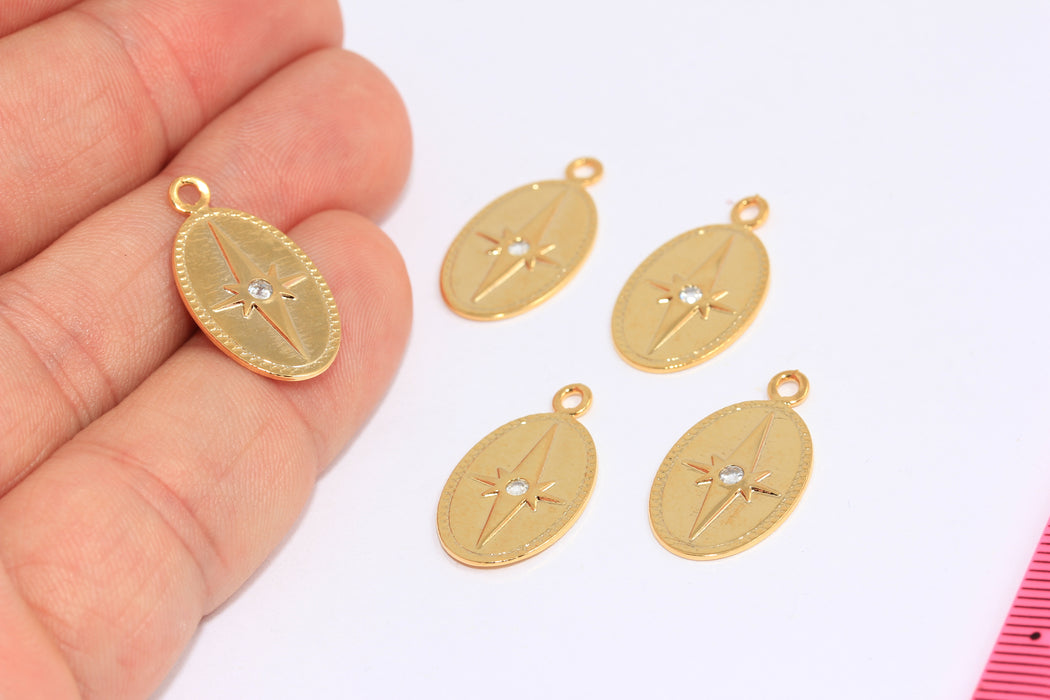 Shiny Gold CZ North Star Medallion