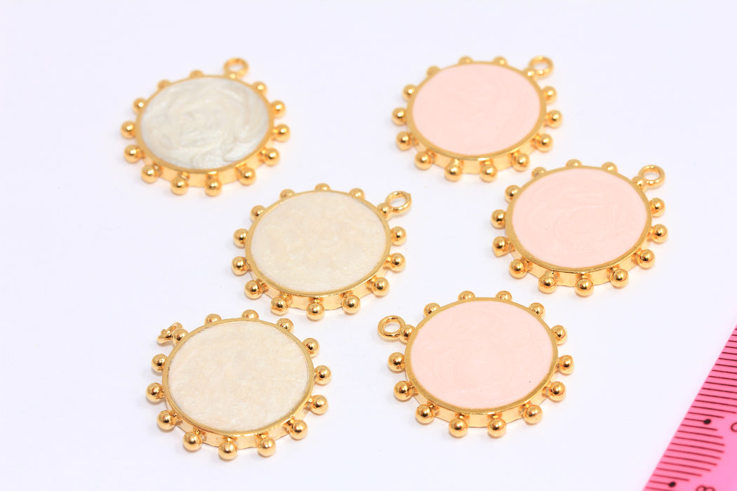 Ciondolo a forma di sole in oro lucido 24k da 22 mm, ciondolo a forma di medaglione con collana a forma di sole, ciondoli a forma di sole in smalto opzionali, XP
