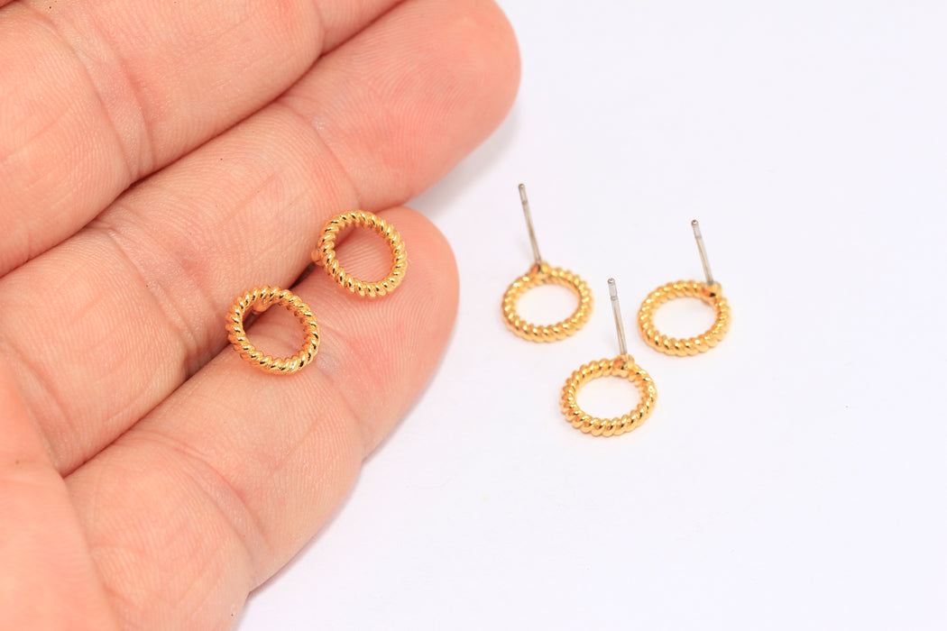 Open Circle Braided Stud Earrings