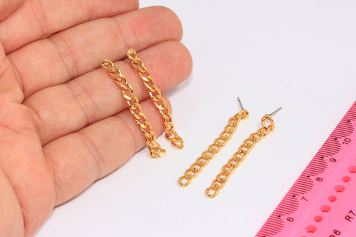 Gold Stud Drop Earrings