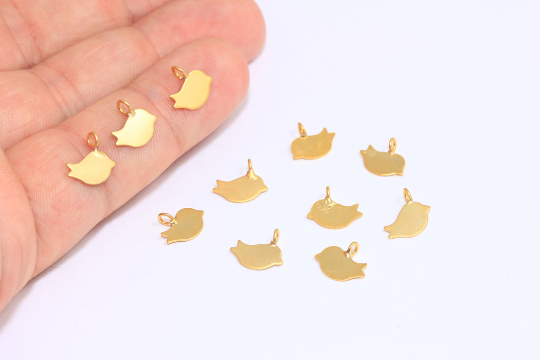 9x10mm 24k Matt Gold Bird Pendant, Mini Bird Charms, Bird Necklace, Bird Jewelry, BRT675
