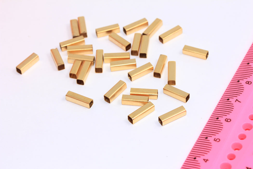 3x10mm 24 ayar Mat Altın Kare Boncuklar, Altın Kare Tüpler, Geometrik Tılsımlar, BRT53