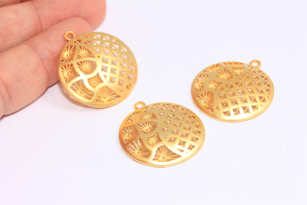 Ciondolo Fiore della Vita in oro opaco 24k da 26 mm, ciondolo per collana yoga, medaglione Fiore della Vita, BRT144