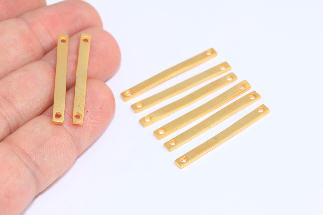 Ciondolo a barra in oro opaco 24k 3x34 mm, ciondolo a barra stampata, ciondolo a barra orizzontale, BRT96