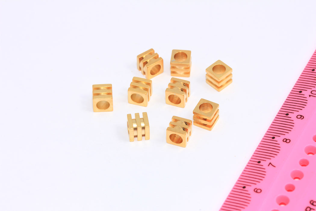 6 mm 24 Ayar Mat Altın Küp Boncuklar, Ara Boncuklar, Küpler, Küp Boncuklar, Geometrik Boncuklar, BRT61