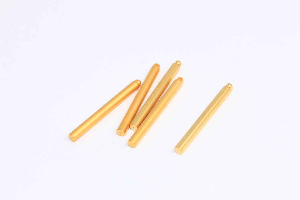 Ciondolo a barra placcato oro lucido 24k da 3x30 mm, pendente a barra, collana a barra, BRT449