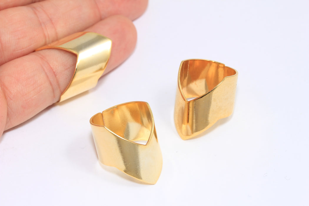 16-17 mm 24 Ayar Parlak Altın Yüzük Ayarı, Gösterişli Chevron Yüzük, CHK564