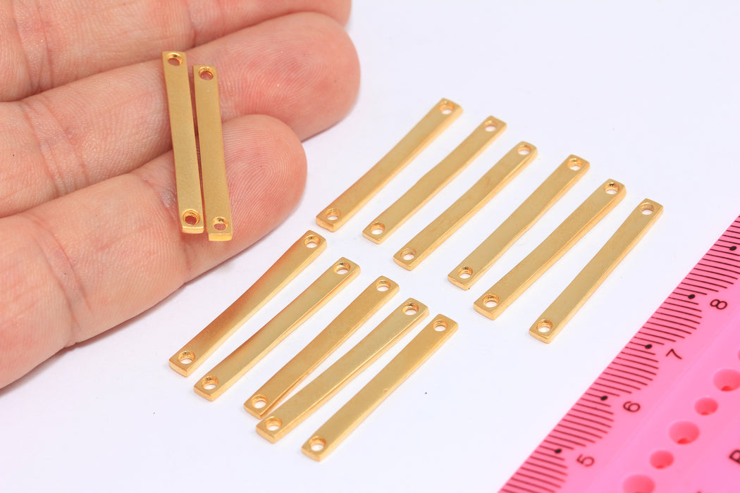 Ciondolo a barra in oro opaco 24k 3x34 mm, ciondolo a barra stampata, ciondolo a barra orizzontale, BRT429