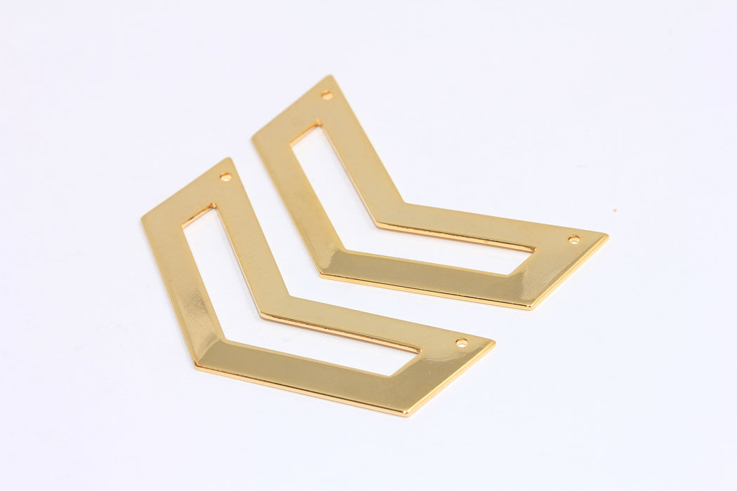Ciondolo a forma di chevron in oro lucido 24k da 15x50 mm, ciondolo a forma di chevron, BRT156
