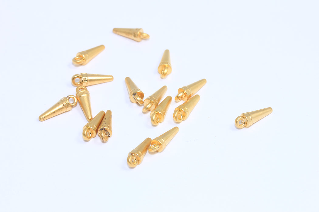 Ciondoli a goccia in oro opaco 24k 4x10 mm, mini ciondoli a goccia, ciondoli a punta, BRT372
