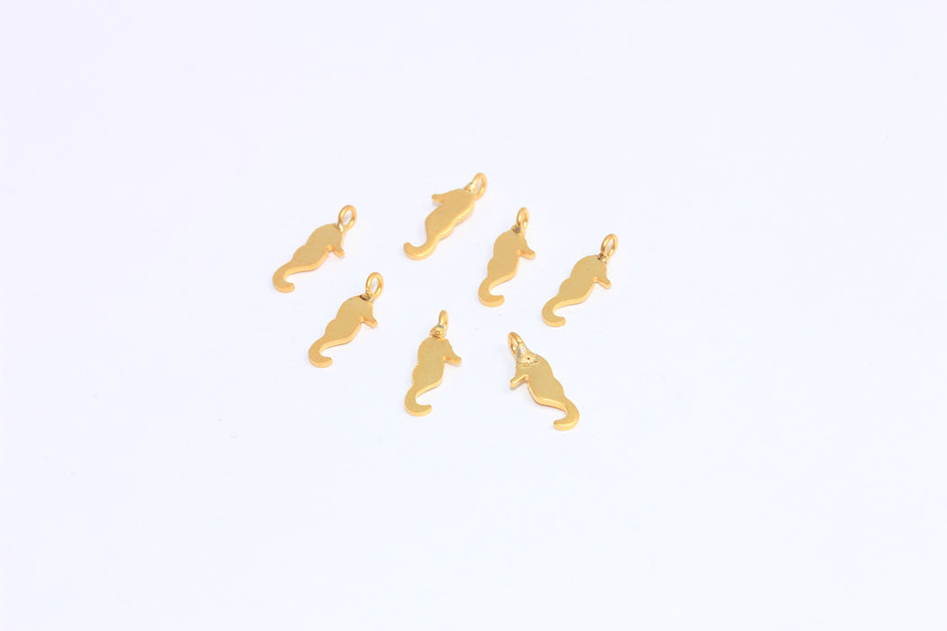 3x10mm 24k Matt Gold Seahorse Beads, Seahorse Charms, Bracelet Seahorse Charms, BRT247