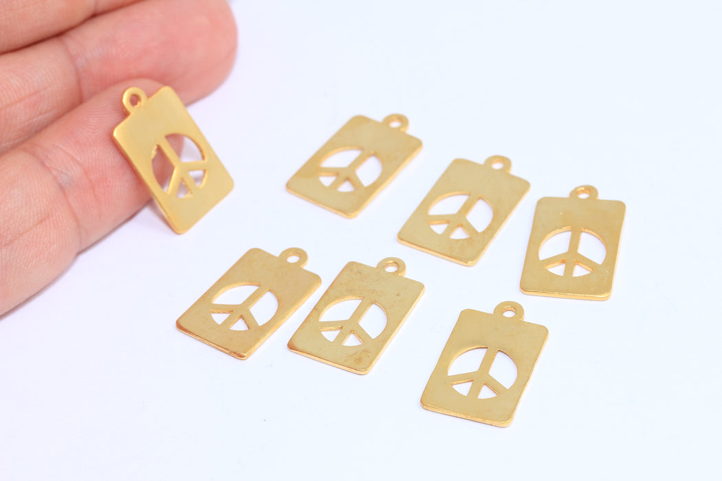 12x17mm 24k Matt Gold Peace Sign, Peace Pendant, Gold Peace Charms, BRT202