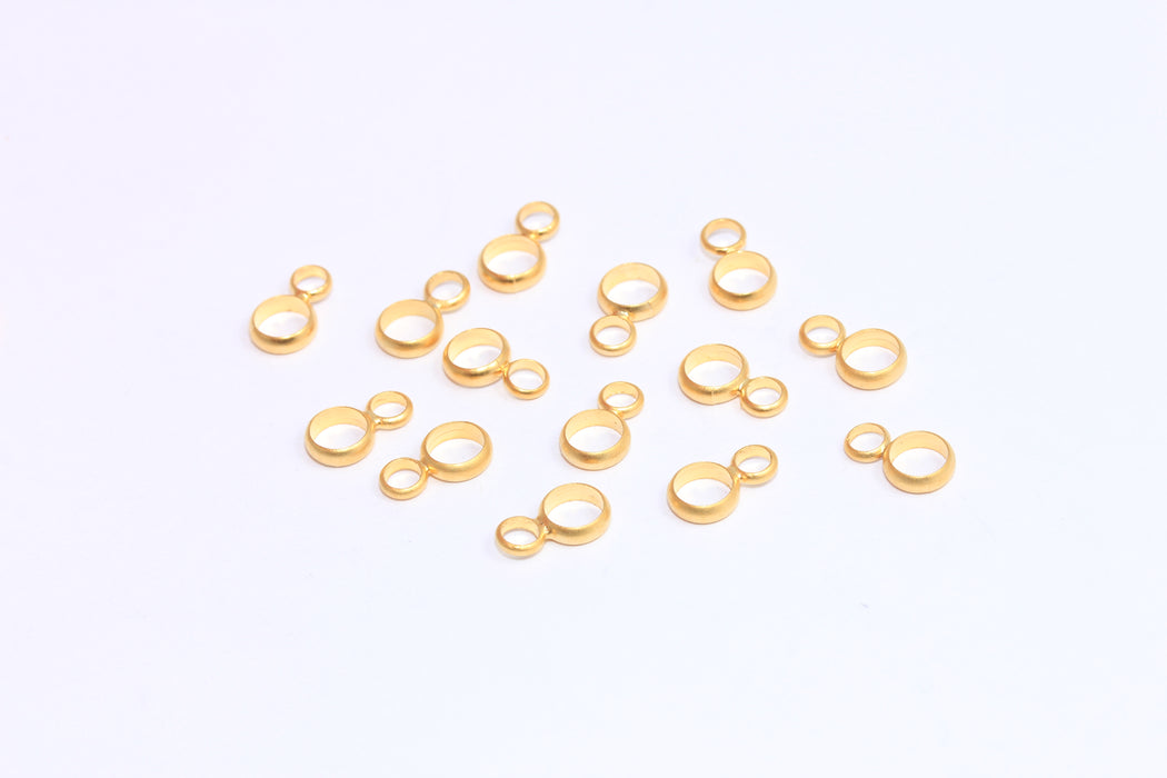 Anello chiuso in oro opaco 24k, connettori a doppio anello, anello circolare, BRT164