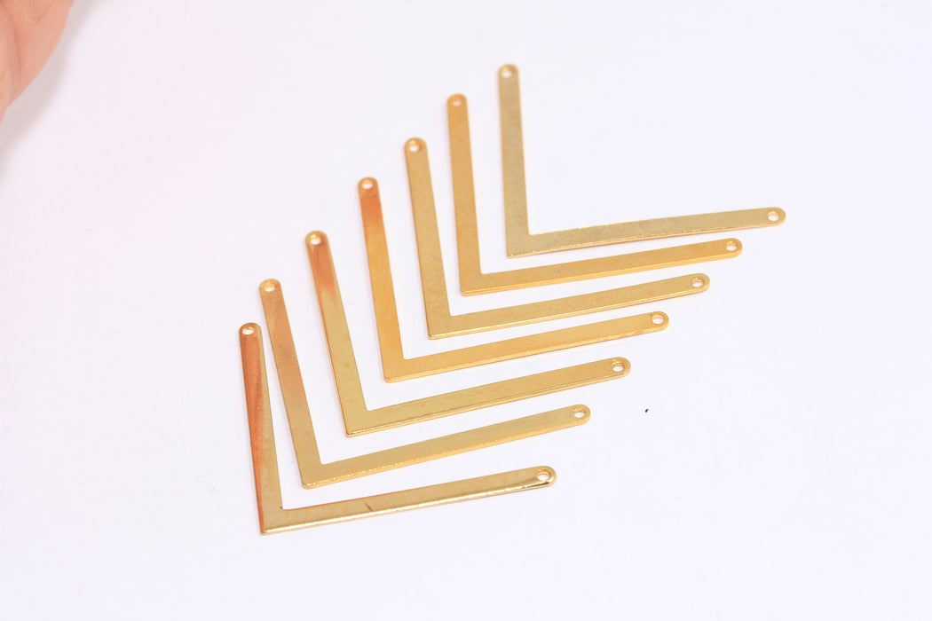 23x40mm 22k Shiny Gold Chevron Pendant, Chevron Necklace, BRT396