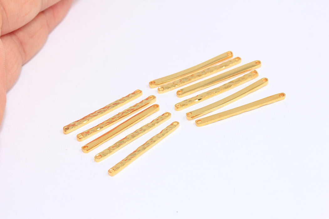 2x28mm 24 Ayar Parlak Altın Külçe, Altın Çekiçli Külçe, İki Delikli Külçe, Uzun Külçe Kolye, BRT326