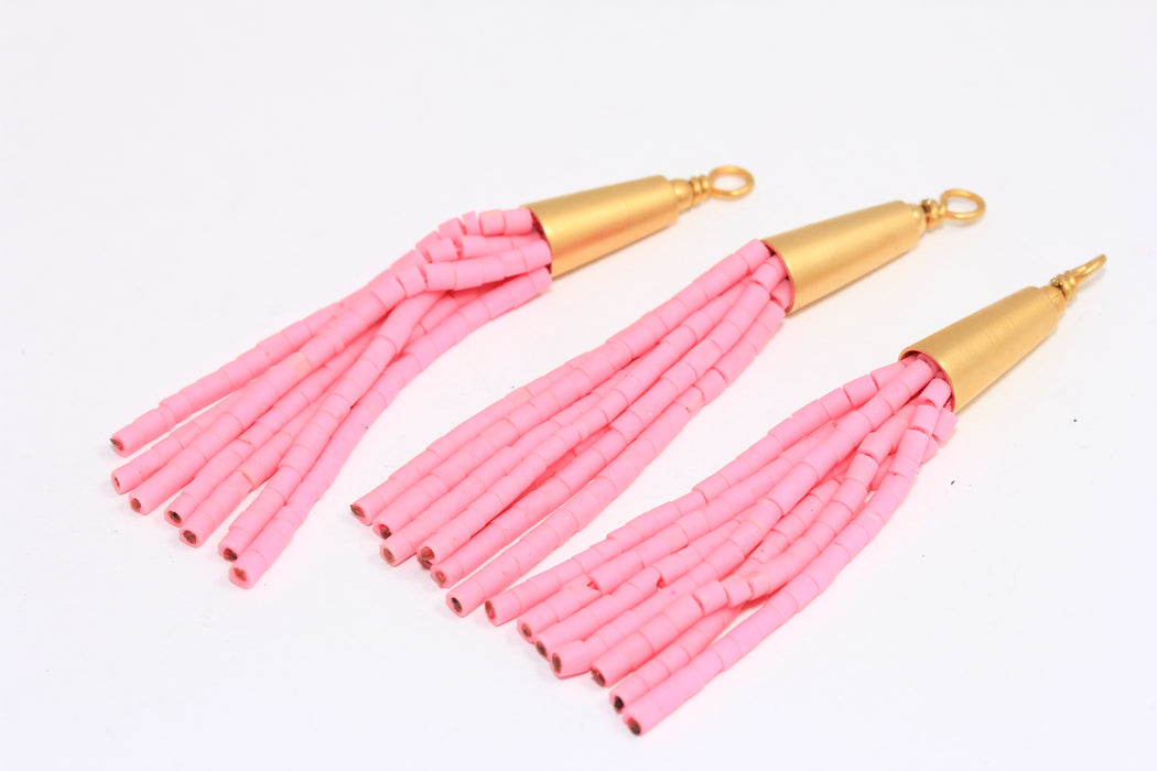 Pink Bead Tassel, Pink Afghan Tassels